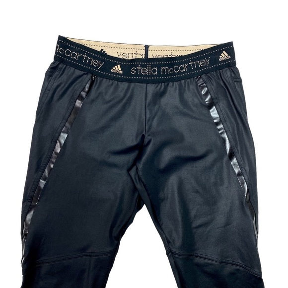 STELLA Mccartney Adidas Spell out Waist Ankle zip Running tights in Shiny Black - Picture 3 of 10